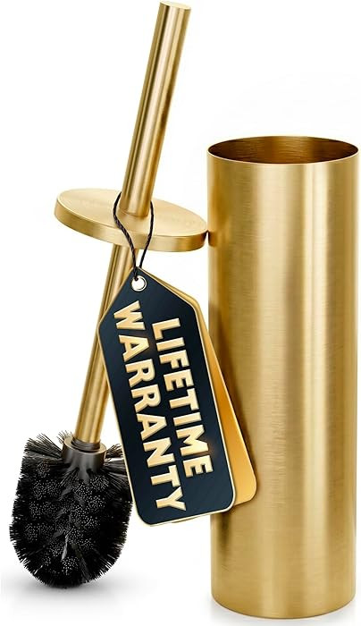 Gold Toilet Brush and Holder Set - Free-Standing Stainless Steel Gold Toilet Bowl Brush and Holde... | Amazon (US)