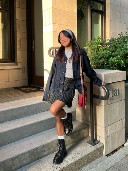 Denim outfit, fall streetstyle, red bag, fall trends, casual outfit inspo, combat boots, casual style

#LTKstyletip #LTKfindsunder100 #LTKsalealert