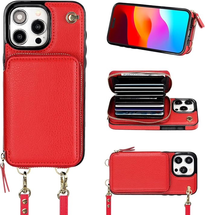 Bocasal Crossbody Wallet Case for iPhone 15 Pro Max, RFID Blocking Leather Purse Case with Card H... | Amazon (US)