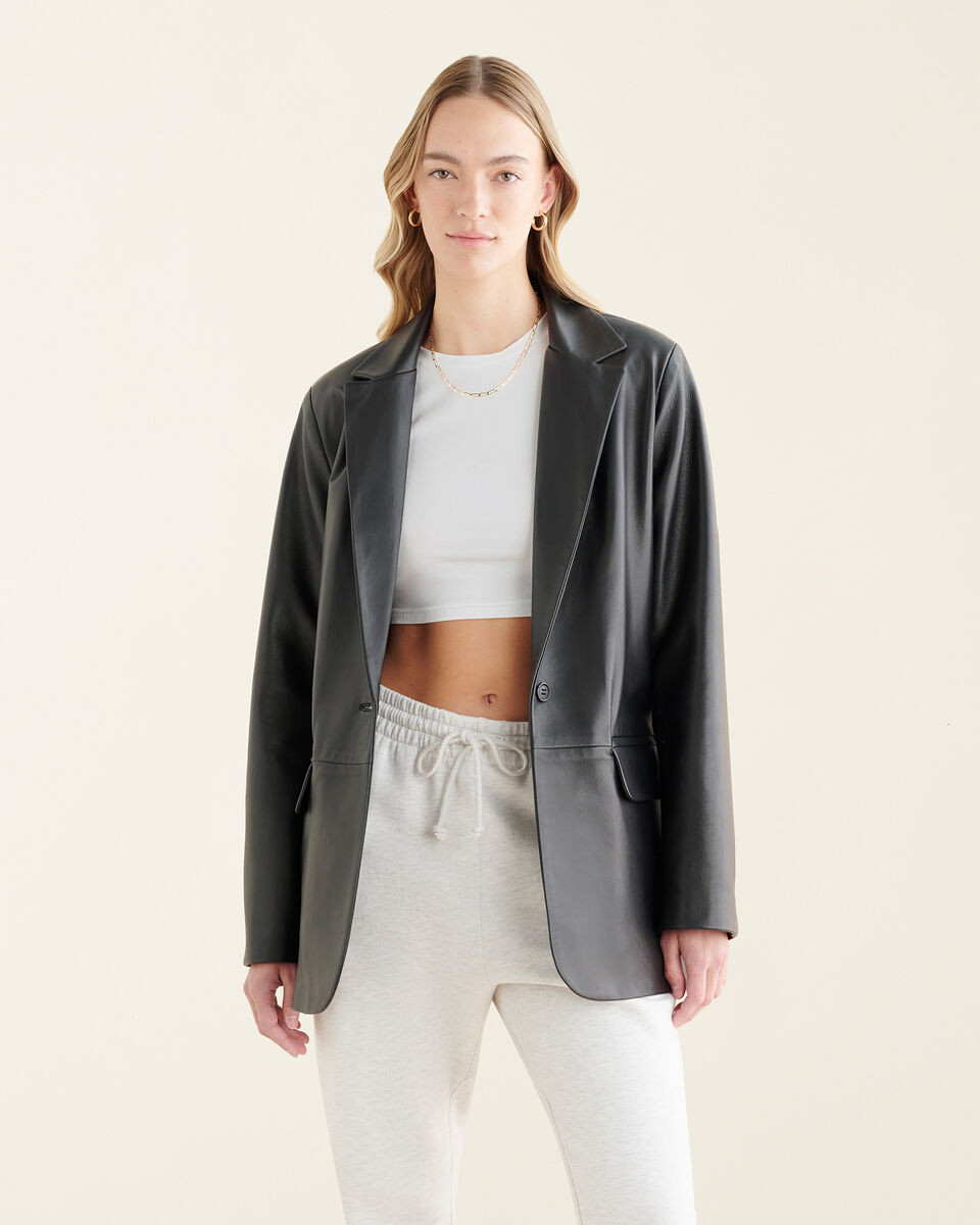Womens Leather Blazer | Roots (CA)