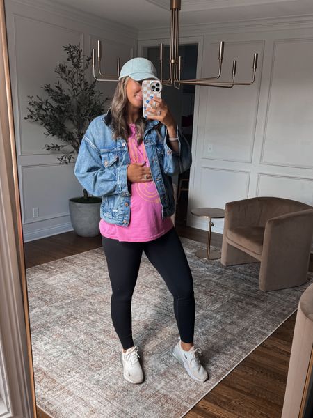 Casual spring leggings outfit idea that is bump friendly! My favorite Amazon maternity leggings plus this Target graphic tee make the perfect every day outfit! 

Tee size large
Leggings true to size small
Jacket linked similar
Sneakers size up 



#LTKfindsunder50 #LTKstyletip #LTKbump