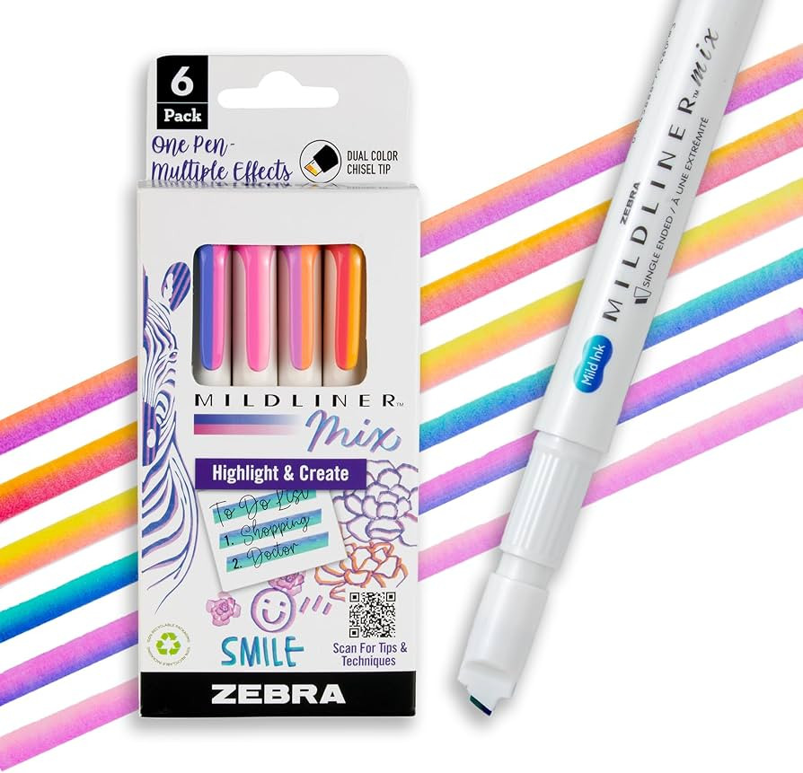 Zebra Pen Mildliner Mix Dual Color Highlighter Marker Set, Chisel Tip, Ideal for Bible Highlighti... | Amazon (US)