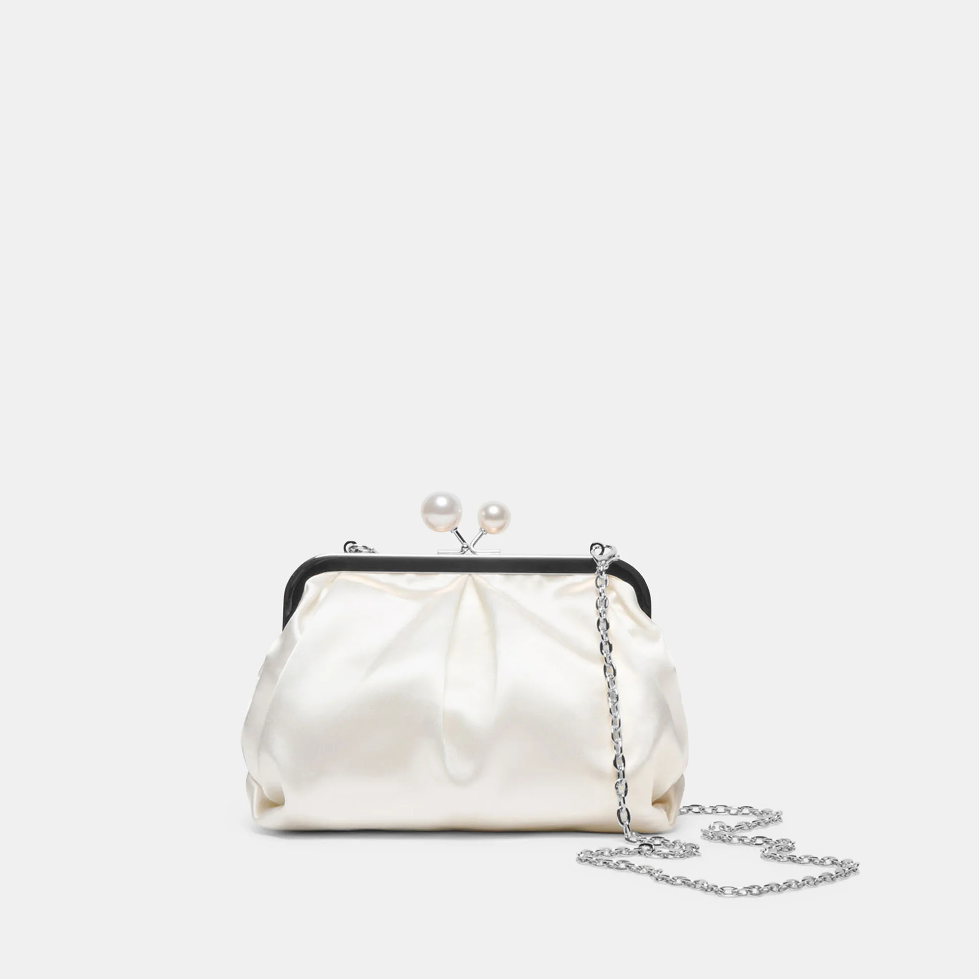 Kendall Clutch White Satin | DolceVita.com