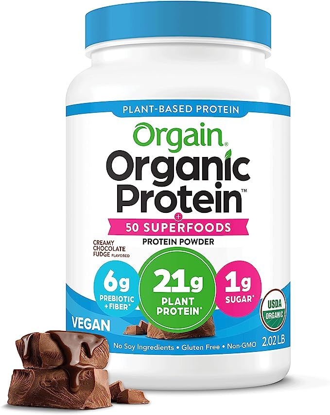 Orgain Organic Vegan Protein Powder + 50 Superfoods, Creamy Chocolate Fudge - 21g Plant Based Pro... | Amazon (US)