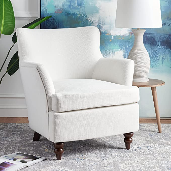 SAFAVIEH Home Collection Levin White/Walnut Accent Club Chair ACH4008B | Amazon (US)