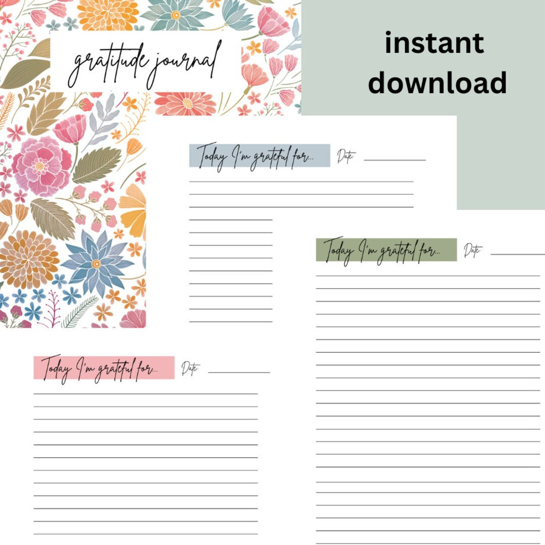 Floral Gratitude Journal Digital Download - Etsy | Etsy (US)