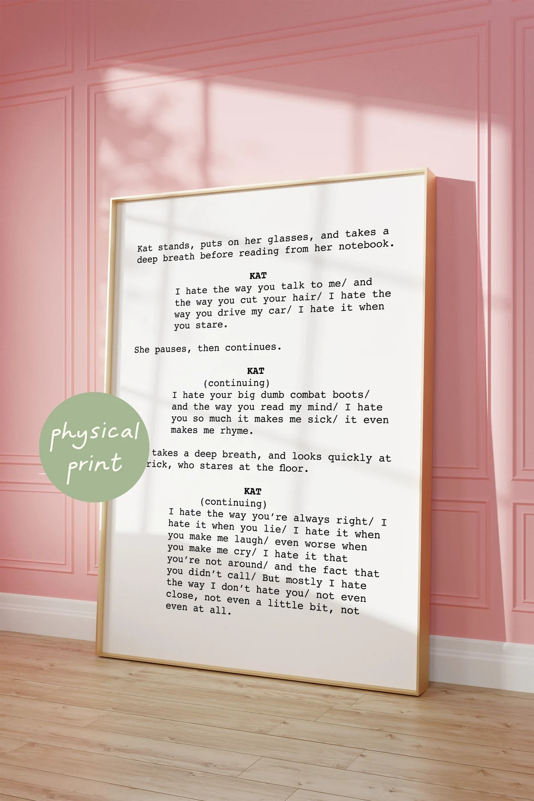 10 Things I Hate About You Screenplay, Physical Print, Trendy Film Script Poster, Heath Ledger Mo... | Etsy (US)