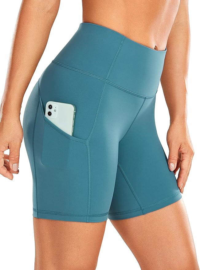 CRZ YOGA Women's Naked Feeling Light Biker Shorts 6'' - High Waisted Gym Run Workout Compression ... | Amazon (US)