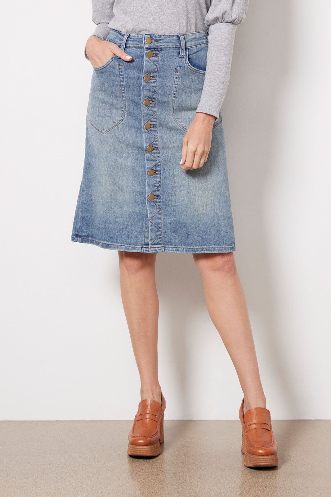 Rose Button Front Skirt | EVEREVE