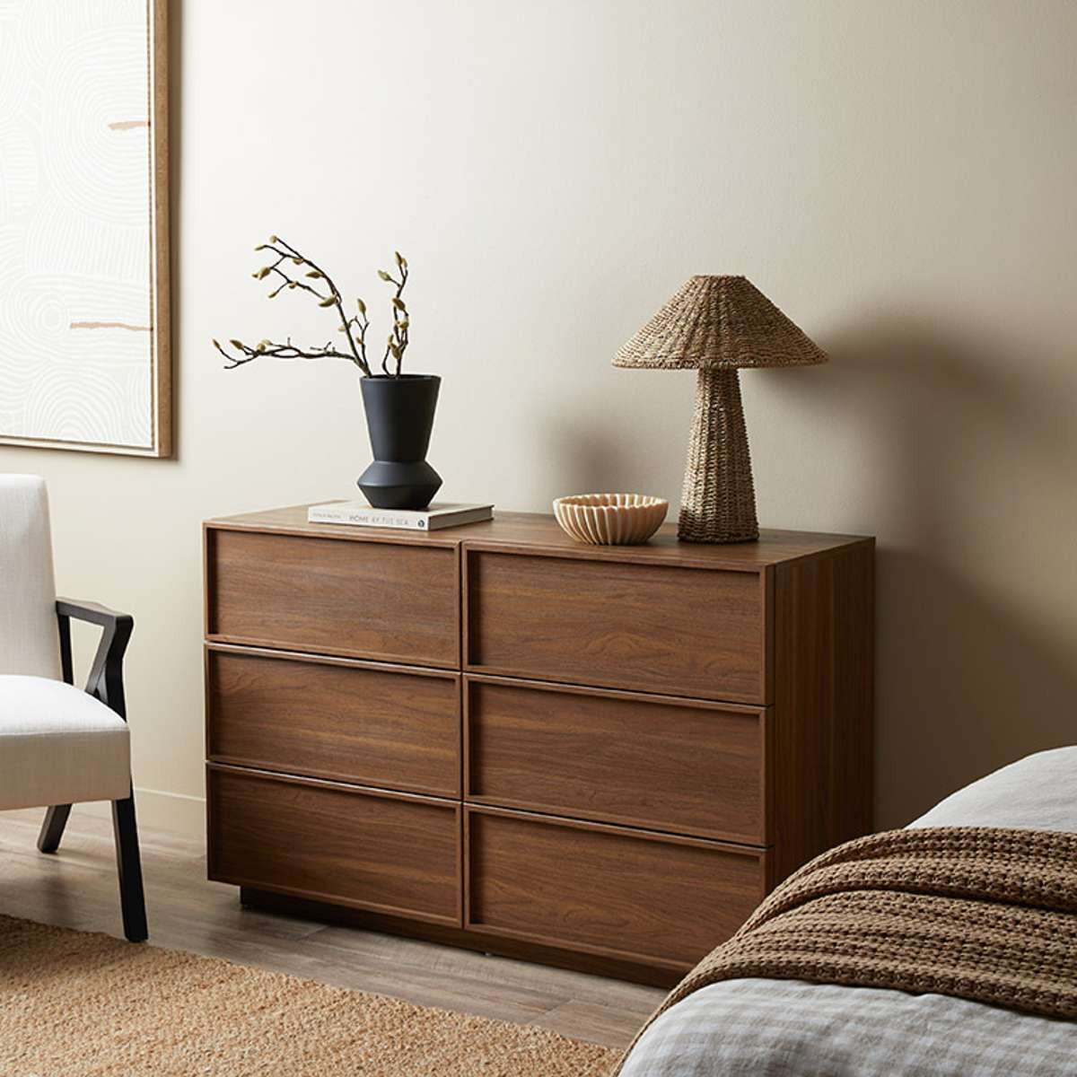 Osaka Six Drawer - Walnut | Mocka Furniture AU