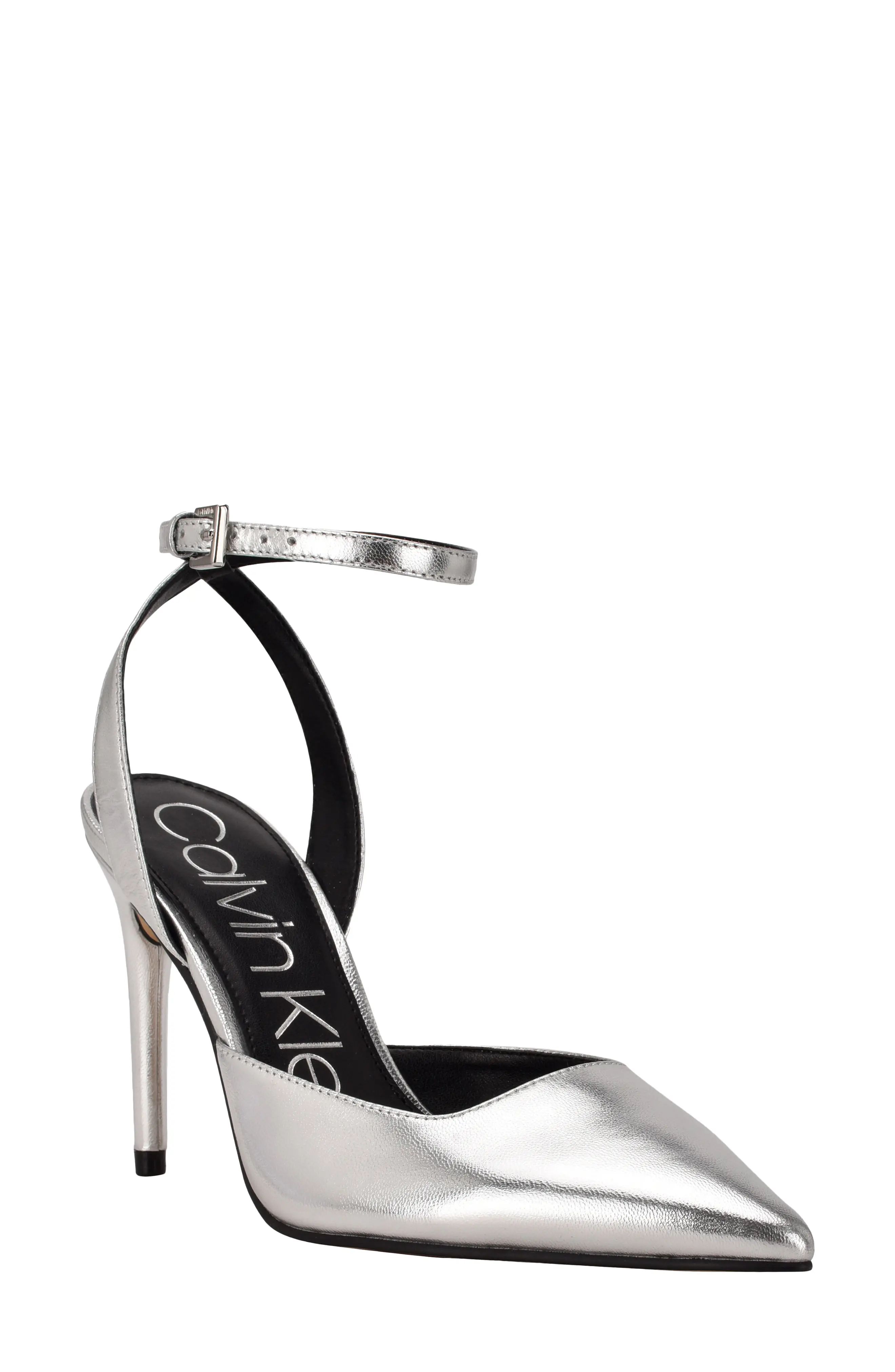 Calvin Klein Dona Pointed Toe Pump, Size 7 in Silver 040 at Nordstrom | Nordstrom