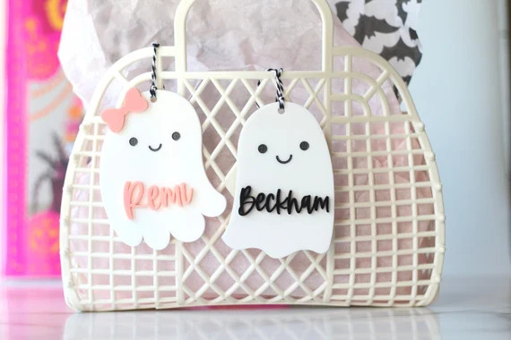 Halloween Basket Tags Ghost Tags Personalized Tags - Etsy | Etsy (US)