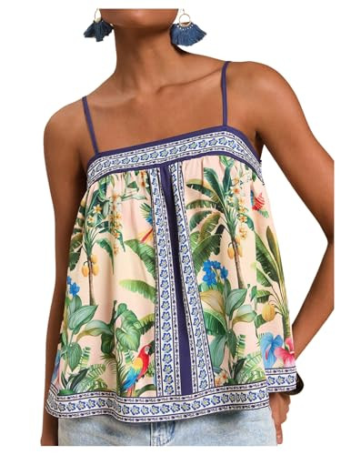 SOLY HUX Women's Tropical Floral Print Cami Top Spaghetti Strap Boho Vacation Summer Tops Camisol... | Amazon (US)