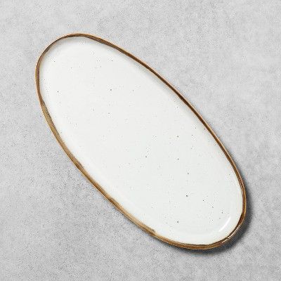 Stoneware Reactive Glaze Oval Serving Tray - Hearth & Hand™ with Magnolia | Target