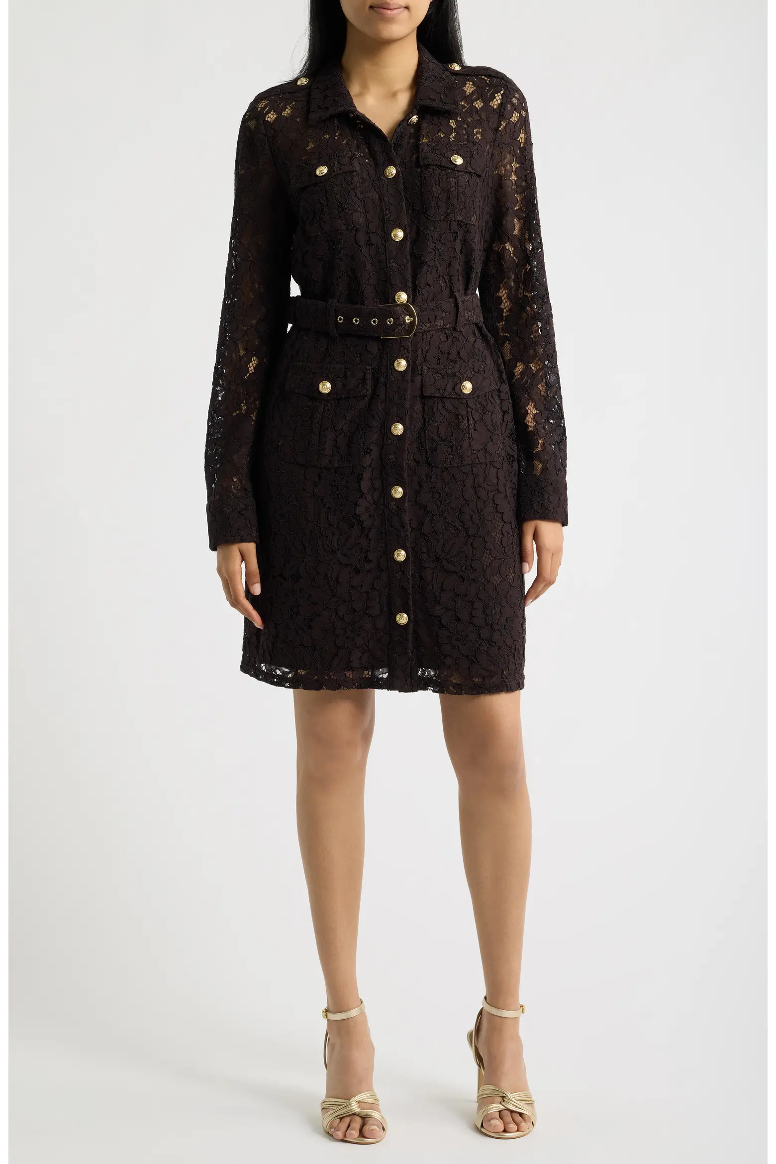 Tahari ASL Lace Long Sleeve Shirtdress (Women) | Nordstrom | Nordstrom