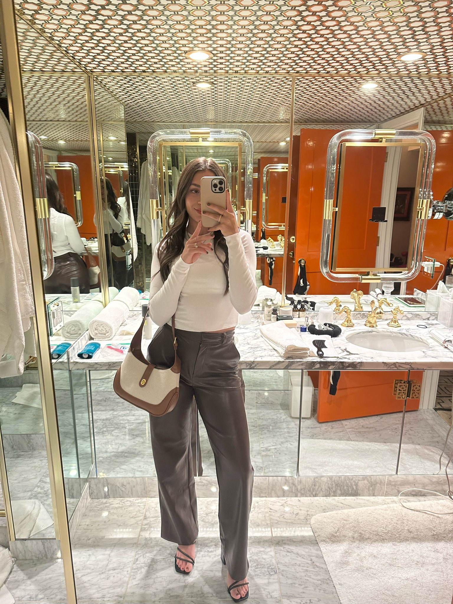 blazer + leather pants are on major sale right now!!! 🤎