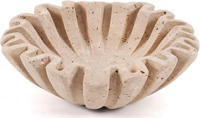 SPESHSTONES Marble Decorative Bowl 6 Inch Handmade Travertine Scalloped Bowls for Aesthetic Home ... | Amazon (US)
