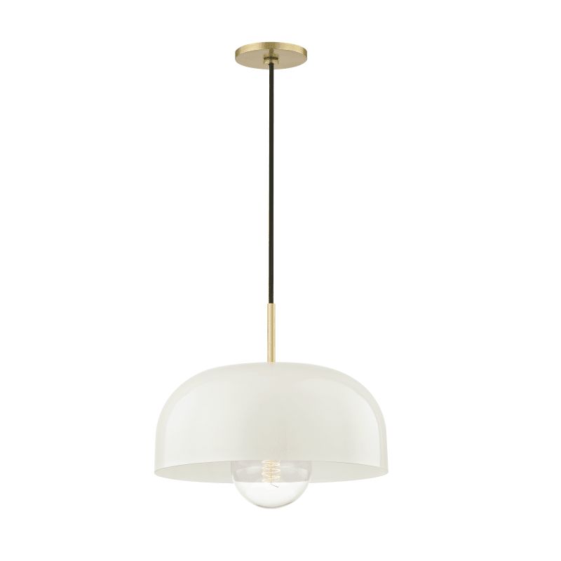 Mitzi H199701L Avery Single Light 14" Wide Pendant Aged Brass / Cream Indoor Lighting Pendants | Build.com, Inc.