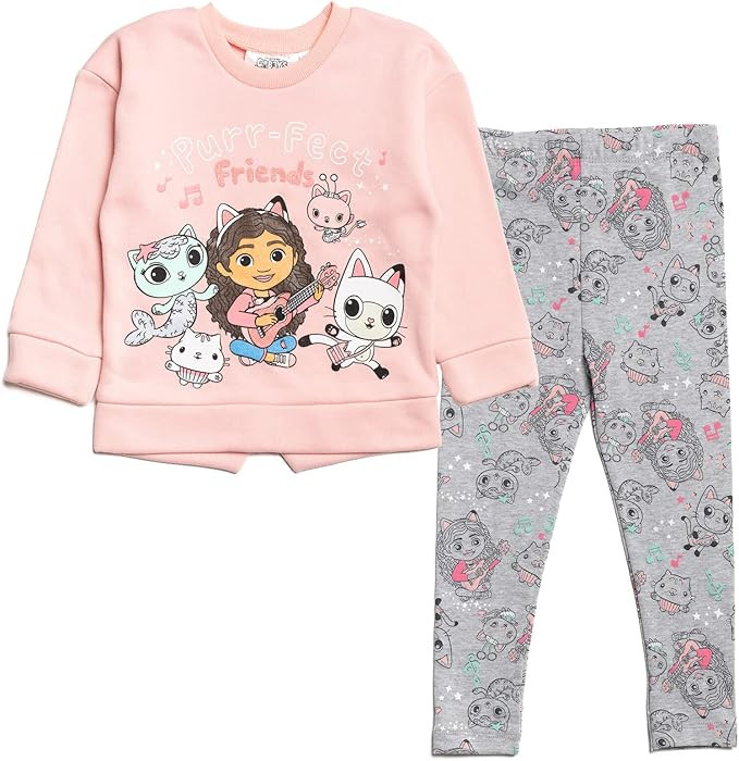 DREAMWORKS GABBY'S DOLLHOUSE Pandy Paws Cakey Cat MerCat Girls Pullover Sweatshirt & Leggings Out... | Amazon (US)