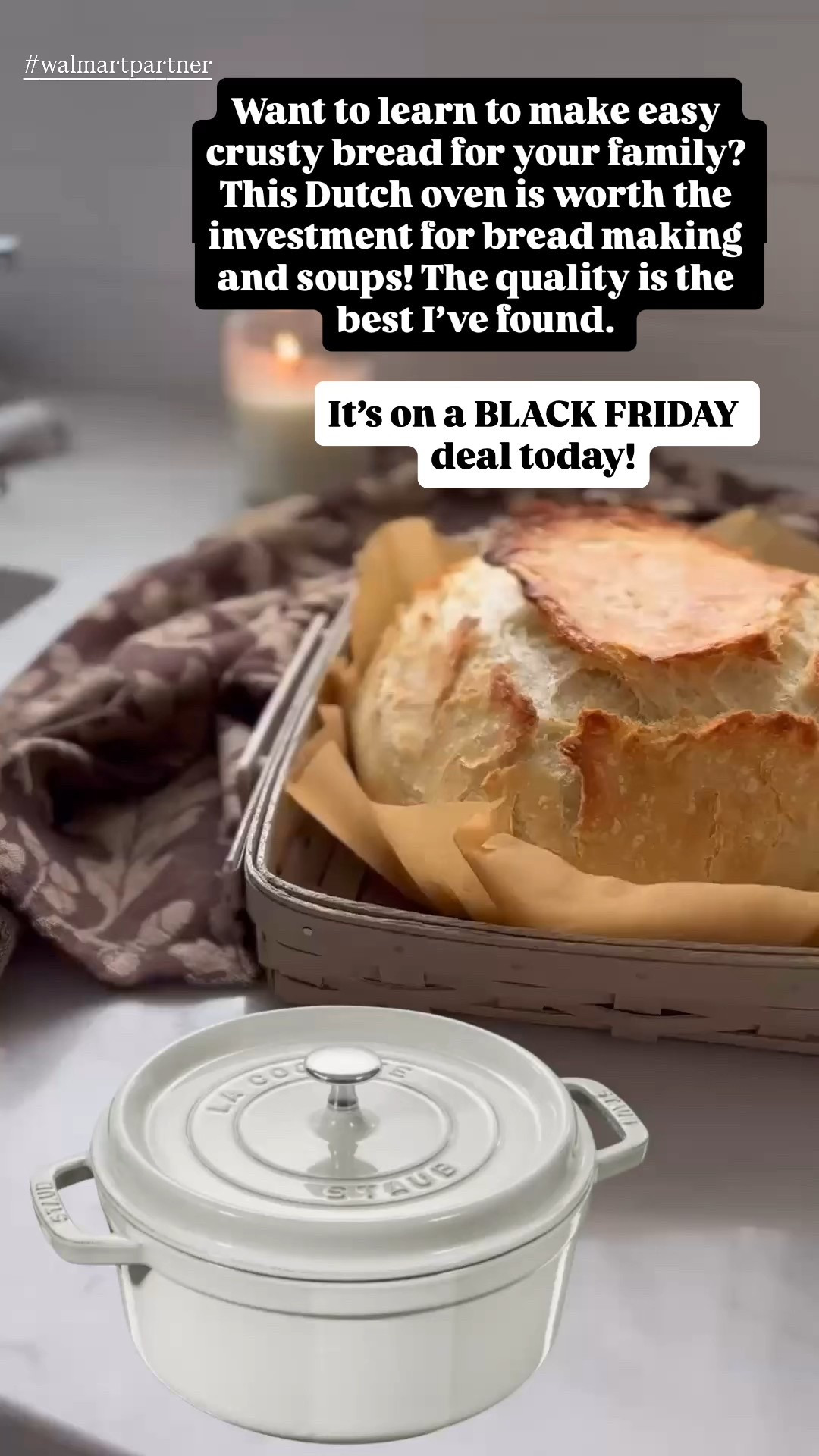 If you’ve been wanting to learn to make crusty artisan bread or have a quality Dutch oven for soups and bread making, my Staub is on a Black Friday deal at Walmart for a limited time! It’s rare to find a good sale on these and I cannot recommend this investment enough! @Walmart #WalmartPartner #Walmart 

#LTKCyberWeek #LTKHoliday #LTKSaleAlert
