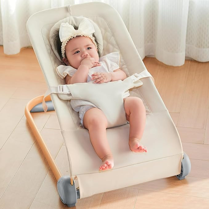 Fodoss Baby Bouncer, Portable Bouncer Seat for Babies, Portable Bedside Bassinet with Wheels, 7 H... | Amazon (US)