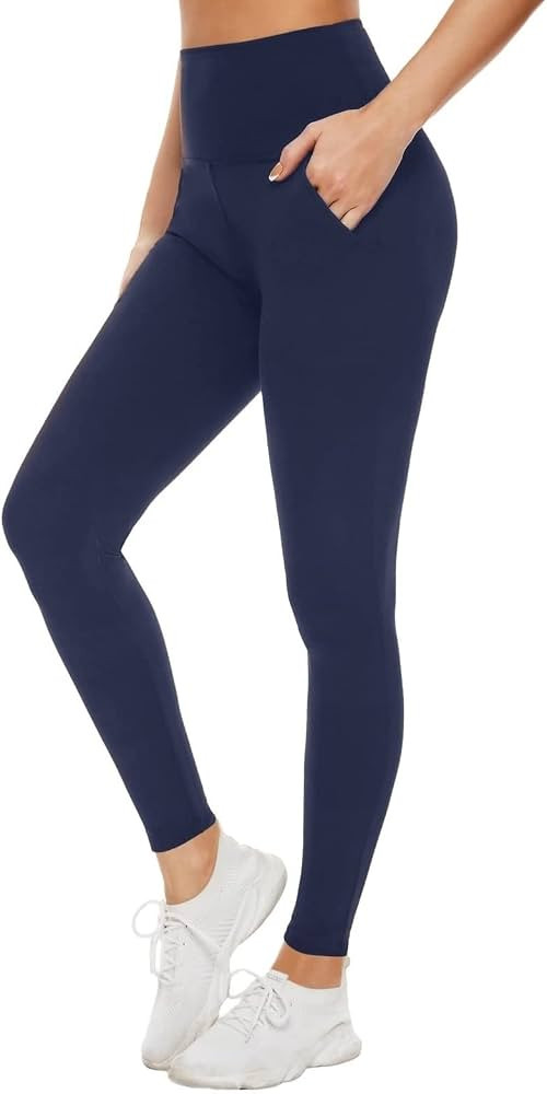 Aoliks Buttery Soft Leggings with Pockets for Women - Tummy Control Yoga Pants High Waist Non See... | Amazon (US)