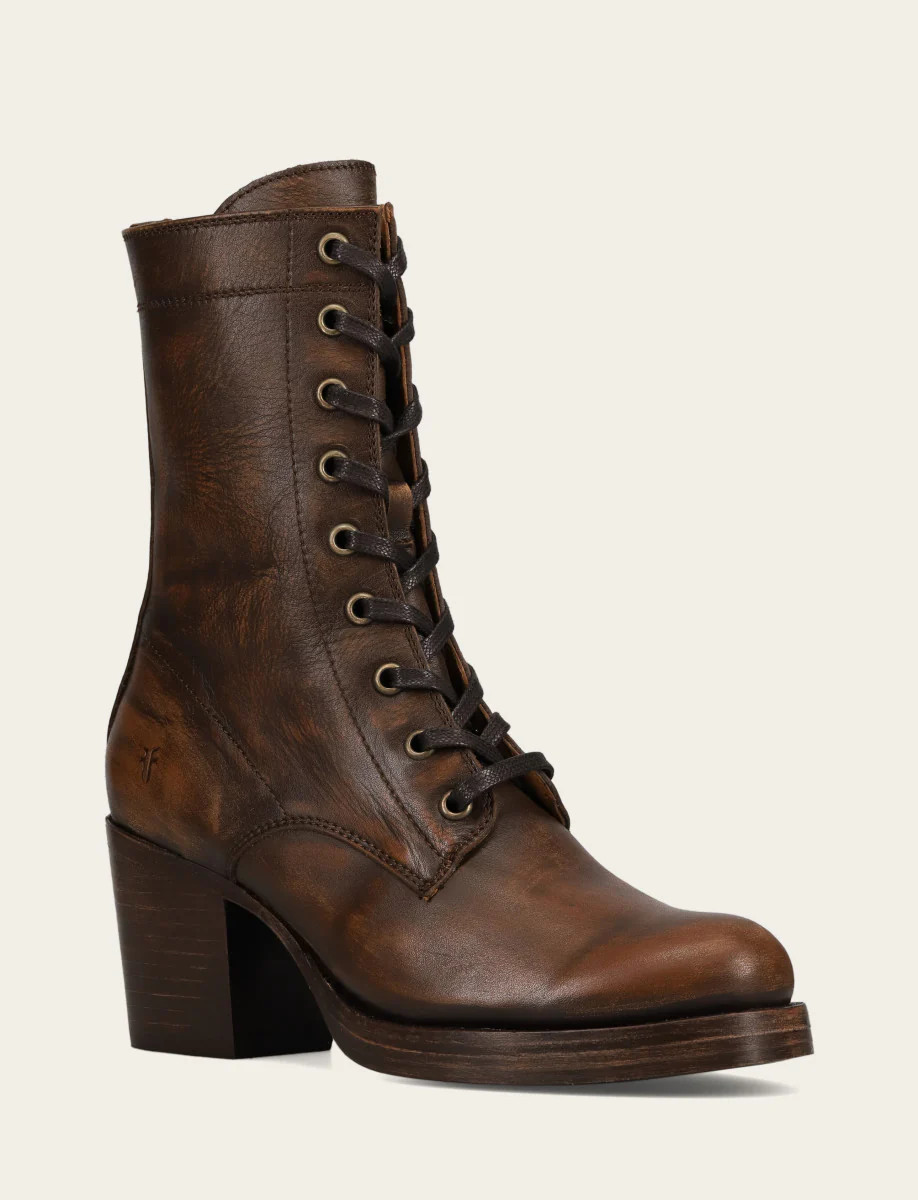 Women's Distressed Dk Brown Jean Lace Up Boot | The Frye Company | FRYE