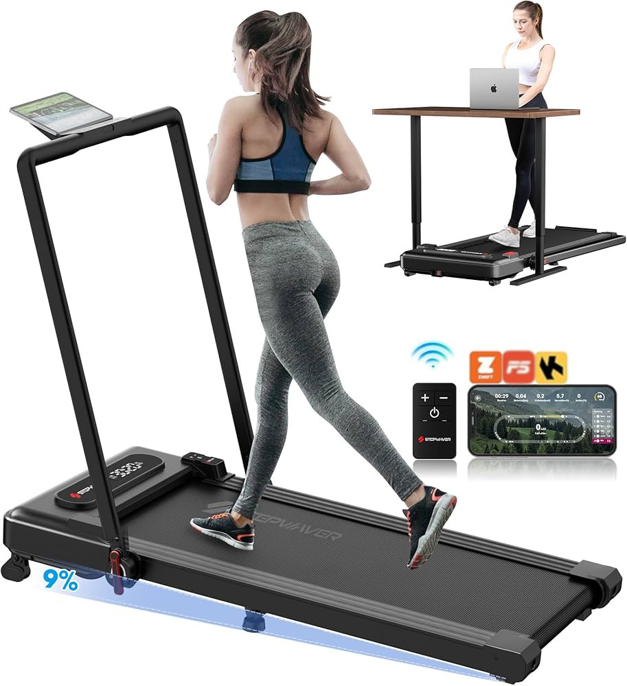 Walking Pad with Handle Bar and Incline, Foldable Treadmill Under Desk, 17 Inch Wide Running Belt... | Amazon (US)
