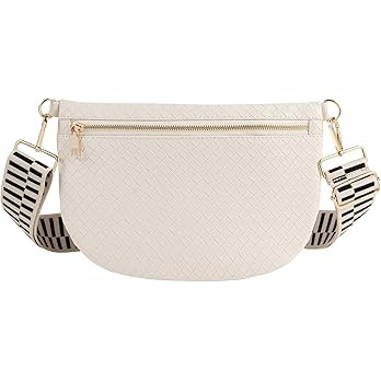 Woven Crossbody Bags for Women Leather Belt Bum Sling Purse Fanny Waist Pack Chest Shoulder Bag f... | Amazon (US)