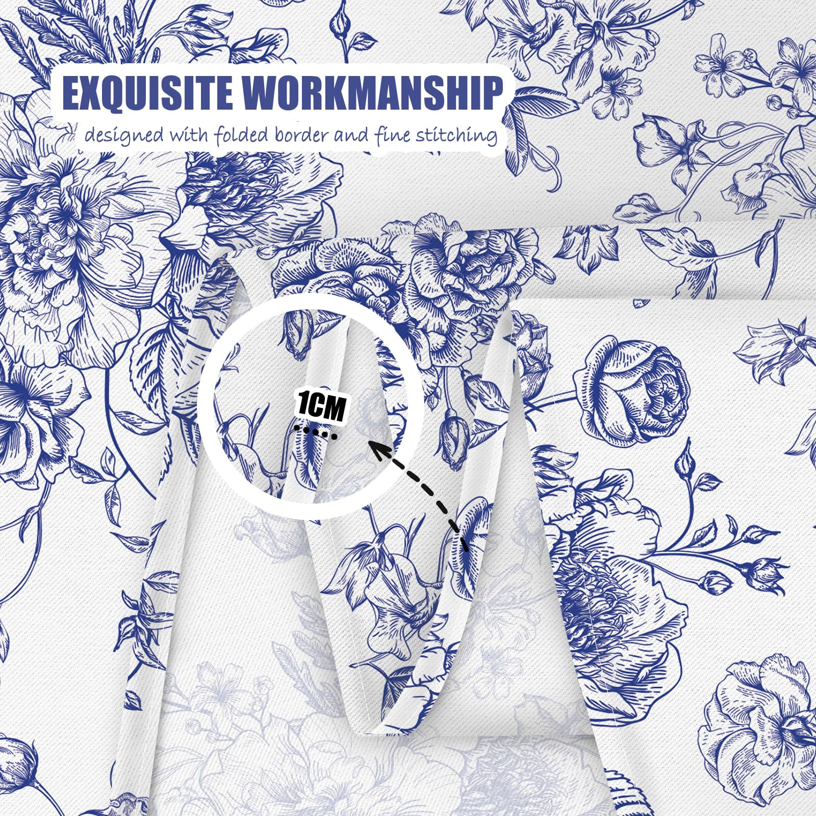 Honellaty Blue and White Floral Tablecloth 60 x 102 Inch, Vintage Rectangle Table Cloth, Spill-Pr... | Amazon (US)