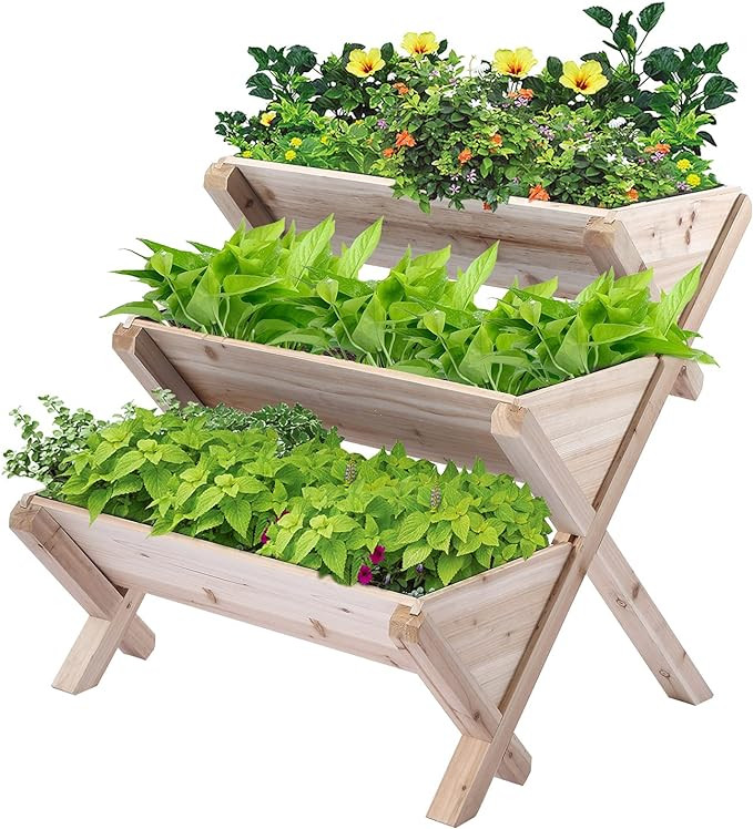 Notume 3 Tiers Wooden Vertical Raised Garden Bed with Legs,Planter Raised Beds Kit for Flowers H... | Amazon (US)
