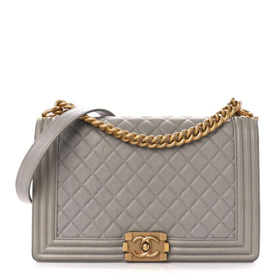 CHANEL Caviar Quilted New Medium Boy Flap Grey | FASHIONPHILE | FASHIONPHILE (US)