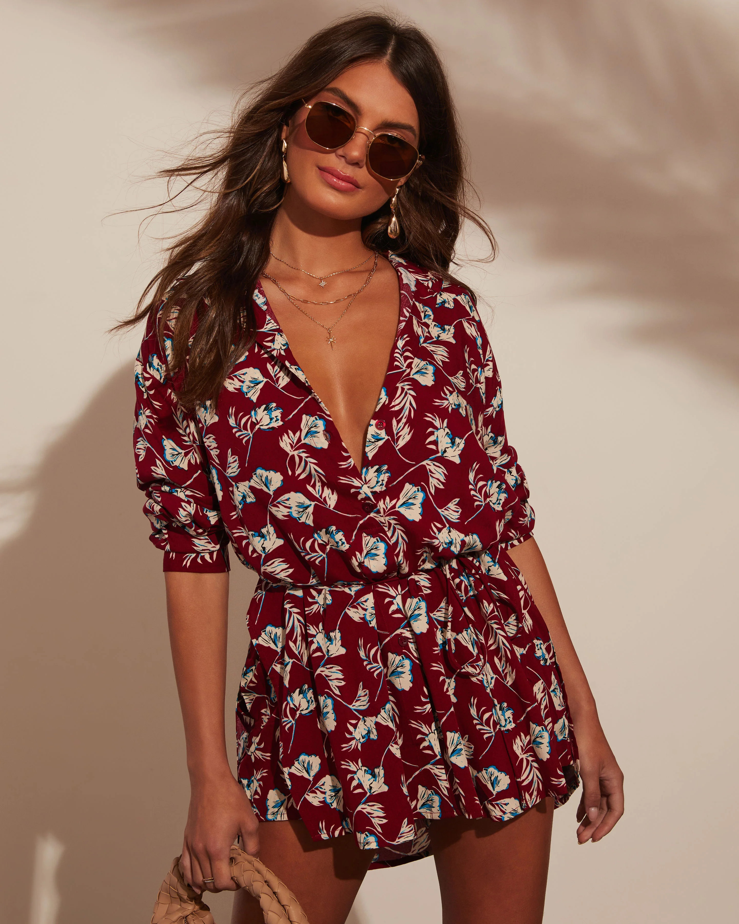 Lorian Floral Waist Tie Romper | VICI