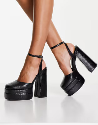 ASOS DESIGN Pluto platform heeled shoes in black | ASOS (Global)
