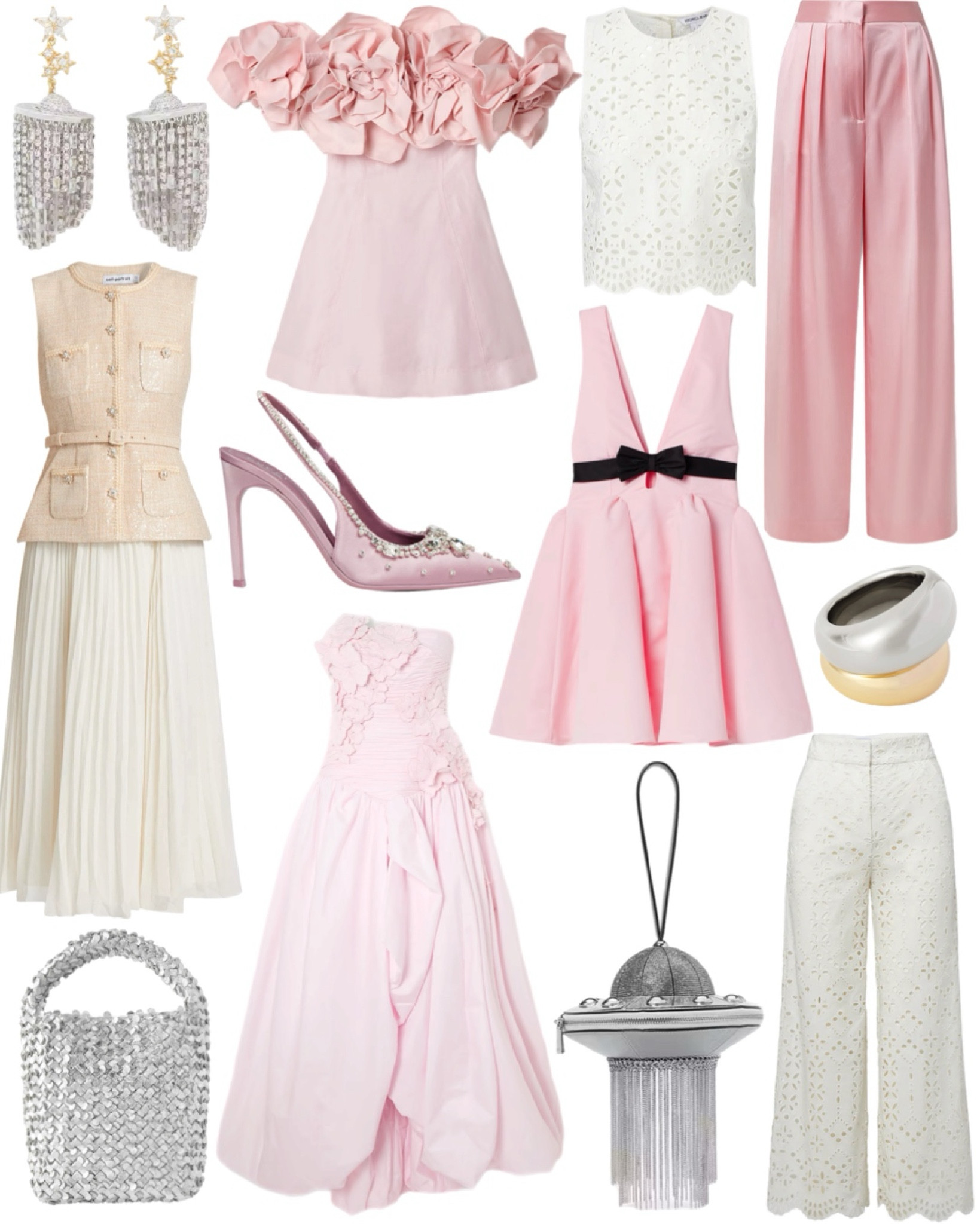 Pretty in pink 🎀 Love these party dresses and work outfit options. Plus, isn’t the UFO novelty bag so fun? Very Down Bad Taylor Swift vibes. 🛸 

#LTKSeasonal #LTKHoliday #LTKParties