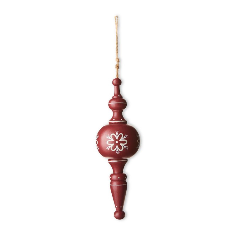 Joyful Peace Red Wood Painted with Snowflake Pattern Christmas Ornament, 0.22 lb, by Holiday Time | Walmart (US)