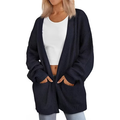 Womens Oversized Cardigans Soft Knit Cardigan Sweater with Pockets Black XL | Target