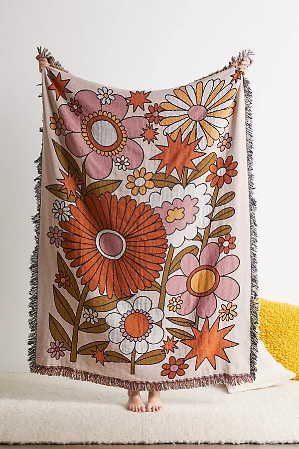 Valley Cruise Press ‘70s Bloom Woven Throw Blanket | Urban Outfitters (US and RoW)