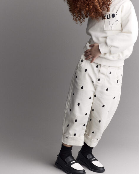 Toddler Girl Polka Dot Cuffed Barrel Pant - Ivory | Carter's Inc
