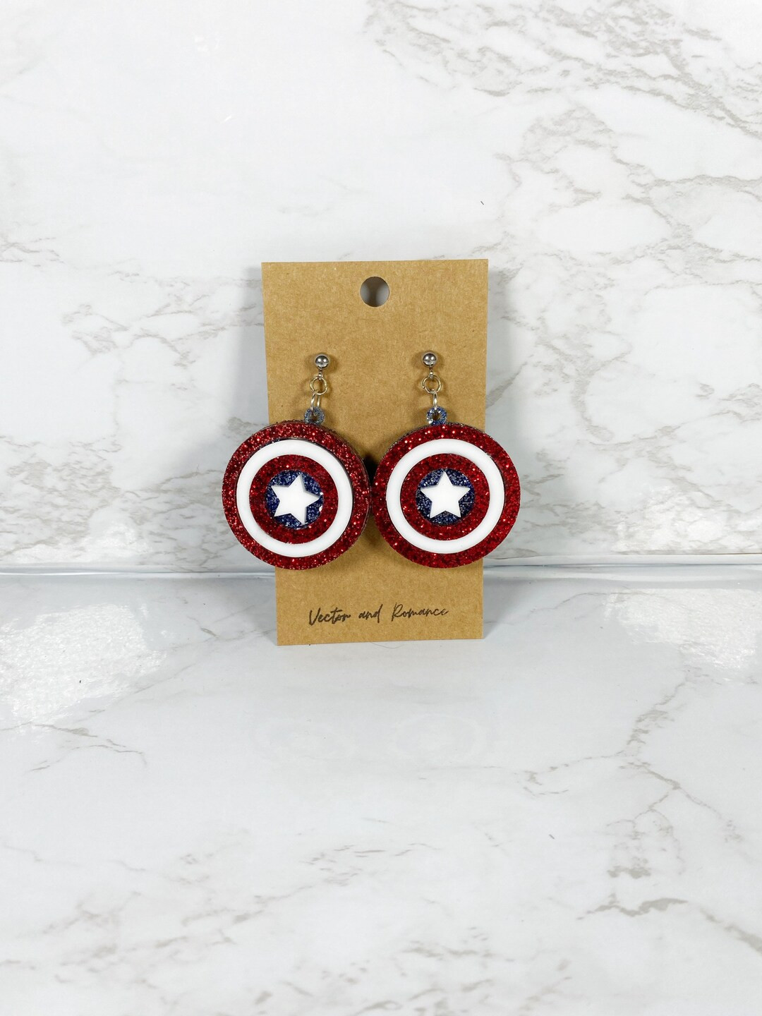 Captain America Shield Inspired Acrylic Dangle Earrings | Etsy (US)