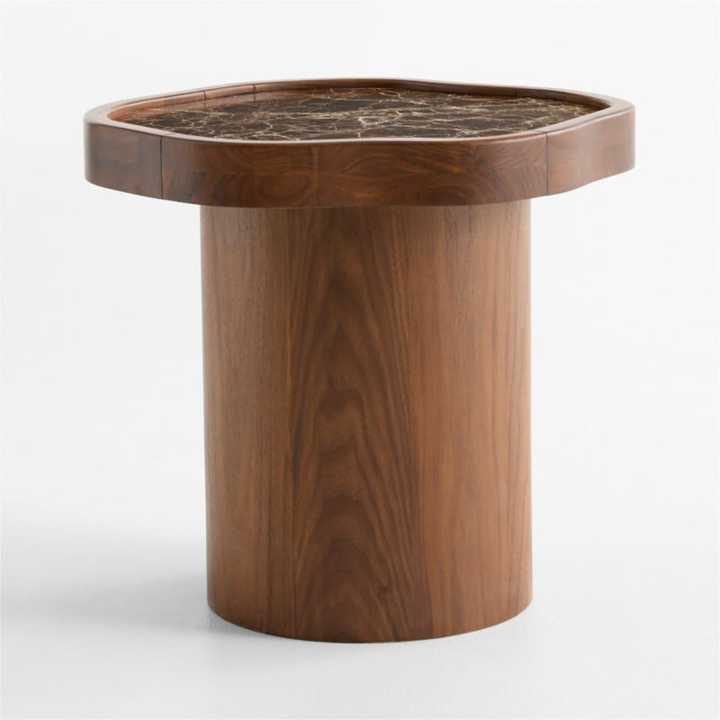 Roland Marble and Walnut Wood 21" Side Table by Venus Williams | Crate & Barrel