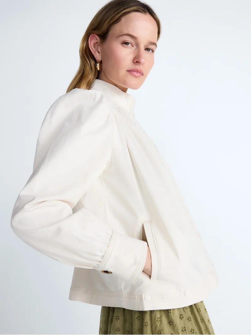Scoop Women’s Cropped Ruched Jacket, Sizes XS-XXL - Walmart.com | Walmart (US)