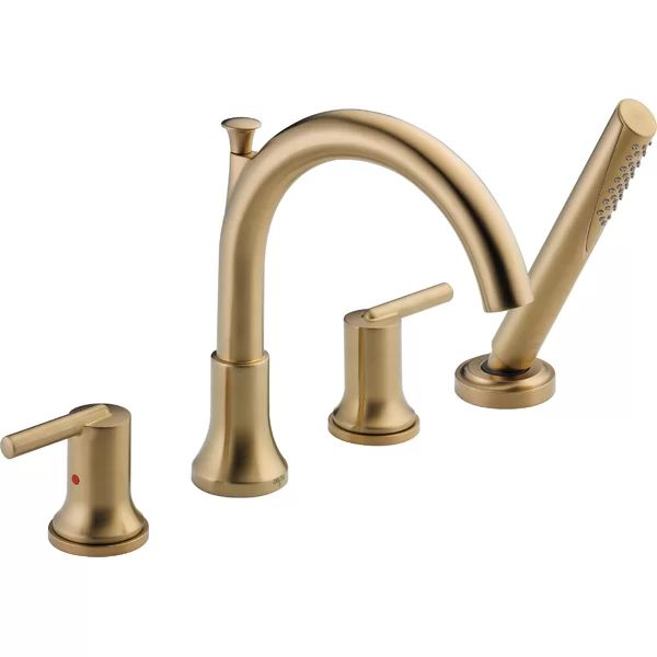 T4759-CZ Trinsic Double Handle Deck Mounted Roman Tub Faucet Trim with Handshower | Wayfair North America