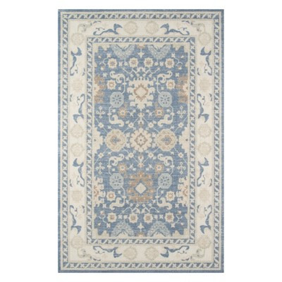 9'9"X12'6" Floral Loomed Area Rug Light Blue - Momeni: Traditional Wool & Nylon, Low Pile, Botanical Pattern, Indoor Use | Target