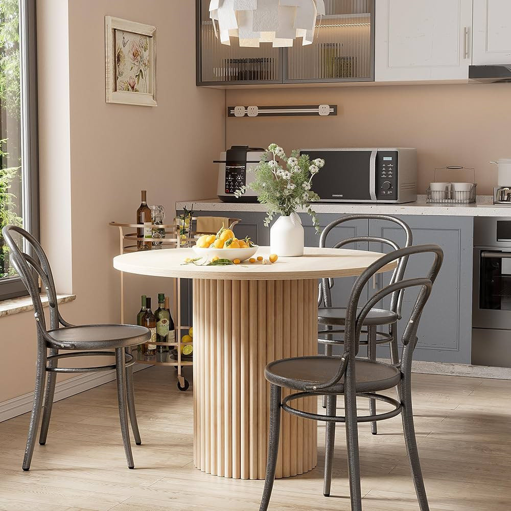 PAKASEPT Round Dining Room Table, 39.5" Circular Tabletop, Modern Kitchen Table with Beech Wood P... | Amazon (US)