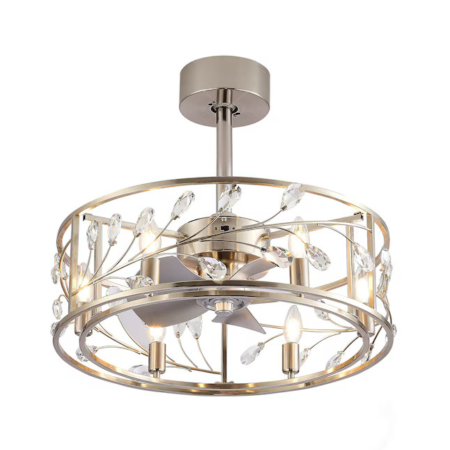 Breezary Fandelier 20-in Nickel Indoor Cage Ceiling Fan with Light Remote (5-Blade) | Lowe's