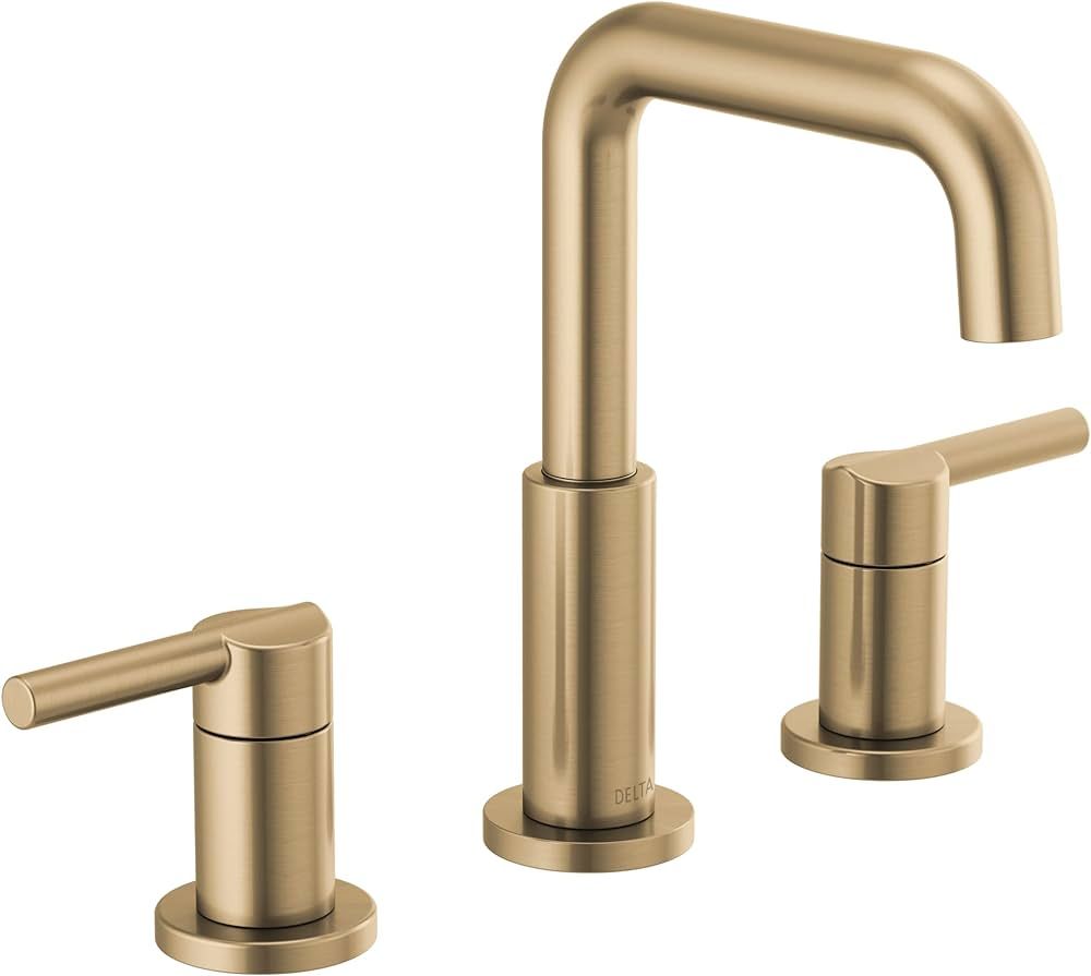 Delta Faucet Nicoli Widespread Bathroom Faucet 3 Hole, Gold Bathroom Sink Faucet, Drain Assembly,... | Amazon (US)