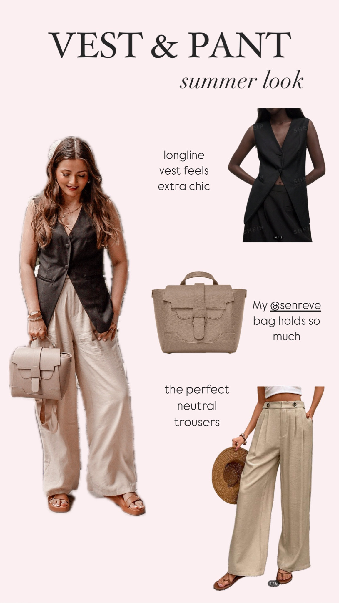 Black vest light trousers shein outfit Senreve mini maestra bag 

#LTKcanada #LTKworkwear #LTKtravel