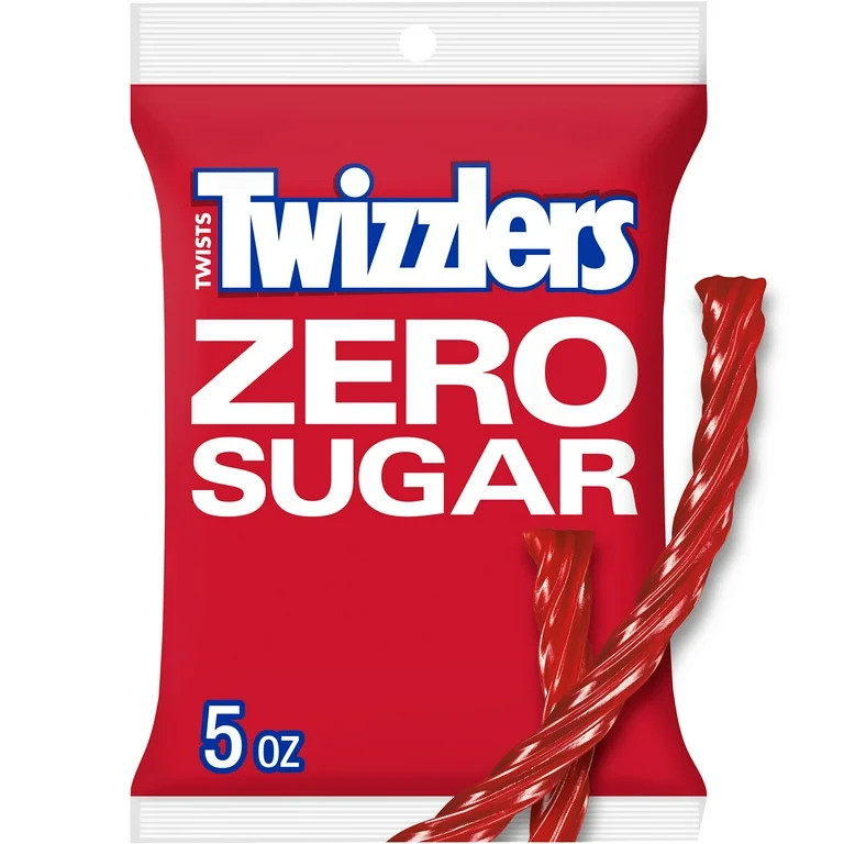 Twizzlers Zero Sugar Twists Strawberry Flavored Licorice Style Candy, Bag 5 oz | Walmart (US)