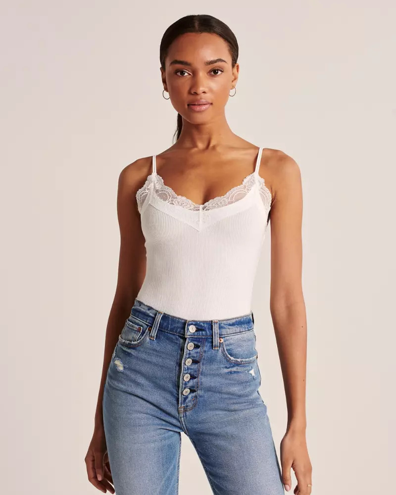 Lace-Trim Cami Bodysuit | Abercrombie & Fitch (US)